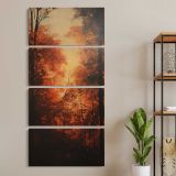 Autumn Forest Light three panel canvas wall art room mockup
