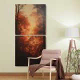 Autumn Forest Light two panel canvas wall art room mockup
