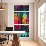 Neon Rainbow Forest five panel canvas wall art office mockup