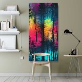 Neon Rainbow Forest canvas wall art shown in a modern interior