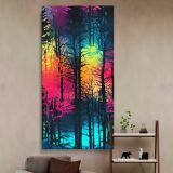 Neon Rainbow Forest canvas wall art in a styled interior