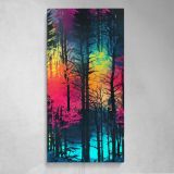Neon Rainbow Forest Canvas Wall Art Print