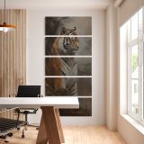 Tiger in a Misty Forest five panel canvas wall art office mockup
