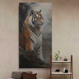 Tiger in a Misty Forest canvas wall art in a styled interior