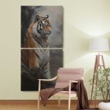 Tiger in a Misty Forest two panel canvas wall art room mockup