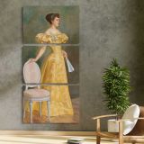 Baroness elvira sofia wilhelmina standertskjold 1896 Eero Jarnefelt by Eero Jarnefelt three panel canvas print in a contemporary interior
