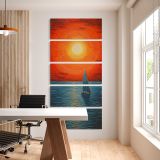 Sailboat at an Orange Sunset five panel canvas wall art office mockup