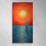 Sailboat at an Orange Sunset Canvas Wall Art Print