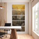 Gold and Silver Forest Pattern five panel canvas wall art office mockup