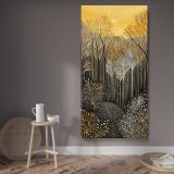 Gold and Silver Forest Pattern canvas wall art displayed in a contemporary room