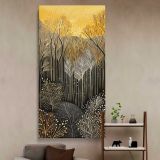 Gold and Silver Forest Pattern canvas wall art in a styled interior