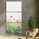 Wildflower Meadow three panel canvas print in a contemporary interior