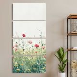 Wildflower Meadow three panel canvas wall art room mockup