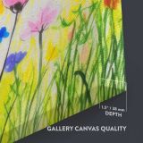 Spring Wildflower Meadow close up showing gallery canvas texture and depth