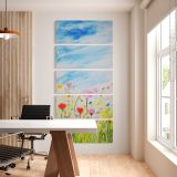 Spring Wildflower Meadow five panel canvas wall art office mockup