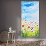 Spring Wildflower Meadow canvas wall art displayed in a contemporary room