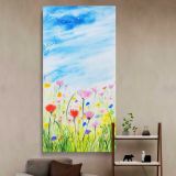 Spring Wildflower Meadow canvas wall art in a styled interior