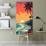 Tropical Beach Sunset canvas wall art shown in a modern interior