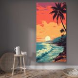 Tropical Beach Sunset canvas wall art displayed in a contemporary room