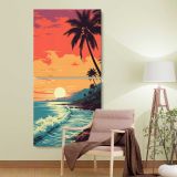 Tropical Beach Sunset two panel canvas wall art room mockup