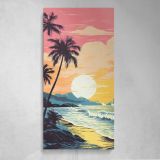 Retro Tropical Beach Sunset Canvas Wall Art Print