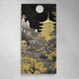 Golden Japanese Temple by Moonlight Canvas Wall Art Print