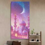 Ramadan Mosque Under a Crescent Moon canvas wall art in a styled interior