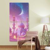 Ramadan Mosque Under a Crescent Moon two panel canvas wall art room mockup