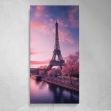 Pink Eiffel Tower at Sunset Canvas Wall Art Print