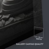 Black Buddha Meditation Statue close up showing gallery canvas texture and depth