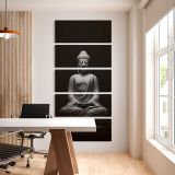 Black Buddha Meditation Statue five panel canvas wall art office mockup