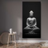 Black Buddha Meditation Statue canvas wall art displayed in a contemporary room