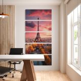 Eiffel Tower over the Seine at Sunset five panel canvas wall art office mockup