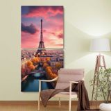 Eiffel Tower over the Seine at Sunset two panel canvas wall art room mockup