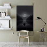 Moonlit Mountain Lake canvas wall art shown in a modern interior