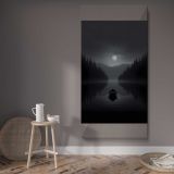 Moonlit Mountain Lake canvas wall art displayed in a contemporary room