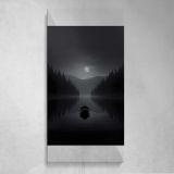 Moonlit Mountain Lake Canvas Wall Art Print