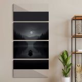 Moonlit Mountain Lake three panel canvas wall art room mockup