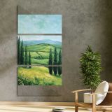 Tuscan Countryside Landscape three panel canvas print in a contemporary interior