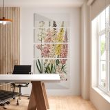 Vintage Botanical Flower Collage five panel canvas wall art office mockup