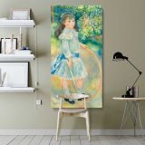 Pierre Auguste Renoirs Girl with a Hoop 1885 by Pierre Auguste Renoir canvas wall art shown in a modern interior