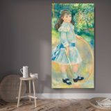Pierre Auguste Renoirs Girl with a Hoop 1885 by Pierre Auguste Renoir canvas wall art displayed in a contemporary room
