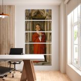 Virgin and Child in a Gothic Niche five panel canvas wall art office mockup