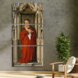Virgin and Child in a Gothic Niche three panel canvas print in a contemporary interior