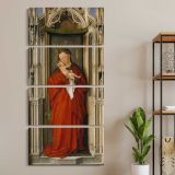 Virgin and Child in a Gothic Niche three panel canvas wall art room mockup
