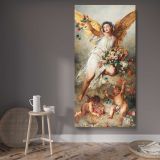 Eirene 1888 vintage angel illustration by Ludwig Knaus canvas wall art displayed in a contemporary room