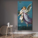 The Angel of Peace 1901 vintage angel illustration by B T Babbitt canvas wall art displayed in a contemporary room