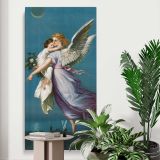 The Angel of Peace 1901 vintage angel illustration by B T Babbitt canvas print displayed in a modern interior