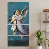 The Angel of Peace 1901 vintage angel illustration by B T Babbitt three panel canvas wall art room mockup