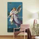 The Angel of Peace 1901 vintage angel illustration by B T Babbitt two panel canvas wall art room mockup